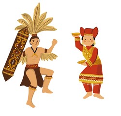 Indonesia traditional dance and culture character illustration