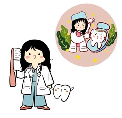 cute dentist girl character illustration avatar icon