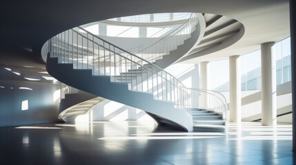 Enchanting Ascension: Captivating Spiral Staircase in Modern Architecture - Illuminating Shadows and Mesmerizing Patterns