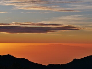 Sonnenaufgang mit Blick auf Tenriffa von Roque los muchachos