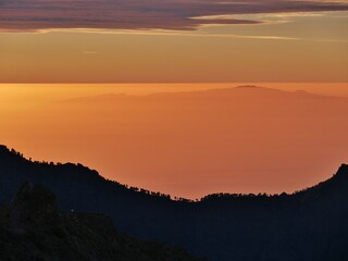 Sonnenaufgang mit Blick auf Tenriffa von Roque los muchachos