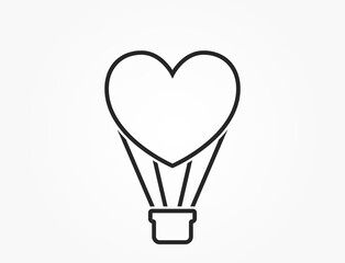 heart hot air balloon line icon. love and romantic symbol. vector image for valentines day design