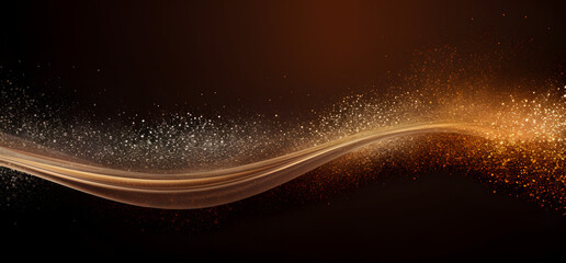 glowing gold silver and brown gradient dust abstract image  with a curve line