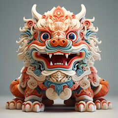 Fototapeta premium chinese lion 3d model