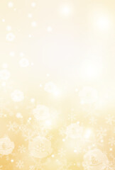 椿の花の淡い金色の背景　きれいなキラキラの雪

