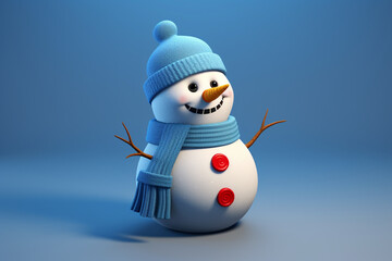 Obraz premium Blue Snowman 3d Element