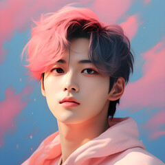 Naklejka premium Portrait of an Handsome Boy in Dreamy Pink 