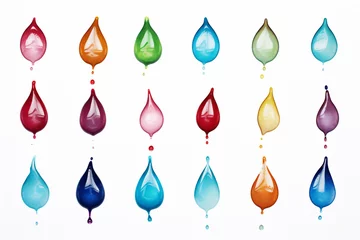 Fototapeten multi-colored drops of water gouache on white © Robin