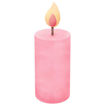 pink candle watercolor clip art