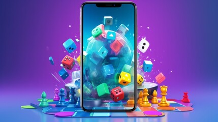 Game Night Delight: Unleash Your Strategic Brilliance with Board Games App on Vibrant Smartphone - Chess Pieces and Dice Ignite Fun-Filled Evenings!