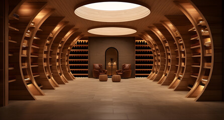 a luxury wooden wine cellar
