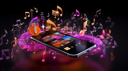 Immerse in the Melodic Magic: Concert Streaming App Transforms Your Smartphone into a Musical Wonderland - obrazy, fototapety, plakaty