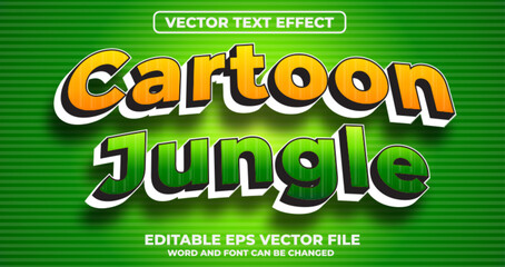 Cartoon jungle  vector text effect