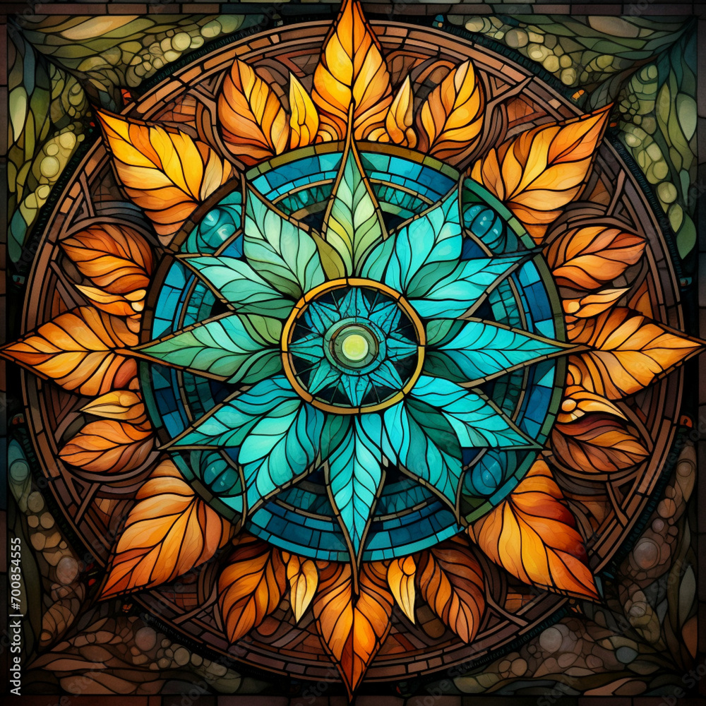 Wall mural stained glass painting