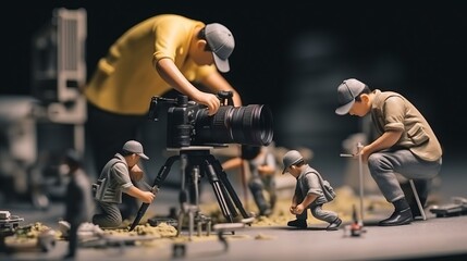 Captivating Creativity: Stopmotion Magic Unleashed with Miniature Figures and Camera on Tripod