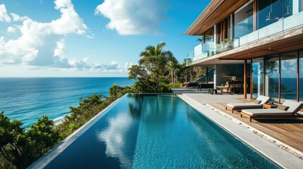Luxurious beachfront resort with infinity pools and ocean views