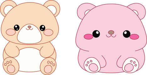 Set of Cute Bear Cartoon Illustration
