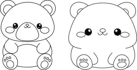 Set of Cute Bear Squishmallow Coloring Page