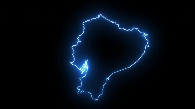 Ecuador country map icon animation with a glowing neon effect
