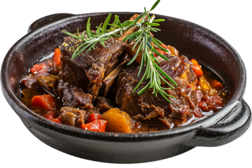 Osso Buco , black bowl, transparent background, isolated image, generative AI