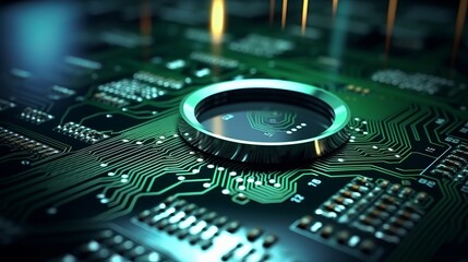 Technological Marvel: Intricate Microchip Unveiled in Exquisite Detail on Circuit Board - A Captivating Glimpse into the Future of Innovation