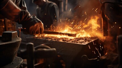 Forging Destiny: Masterful Blacksmith Crafts Fiery Dreams with Skillful Hands, Igniting Sparks of Passion and Perseverance