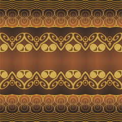 Fototapeta na wymiar Abstract background with seamless texture, basic color brown combined with gold, can be used for batik or others