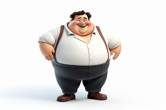 Cartoon Fat Man 3D Illustration white background