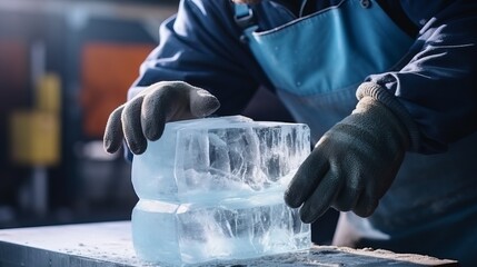 Masterful Artistry: Captivating Ice Carving Hands in Action - Unleashing Frozen Beauty with Precision and Passion