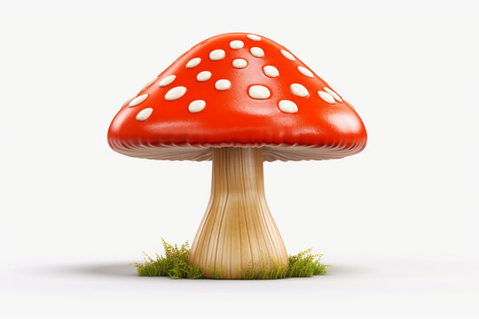 cartoon mushroom 3D illustration white background