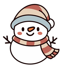 Snowman wear winter hat and scarf smile isolate on  white background vector illustration 