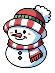 Snowman wear winter hat and scarf smile isolate on  white background vector illustration 