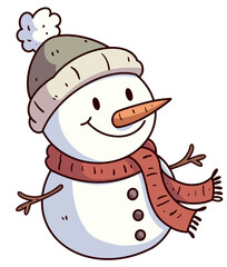 Snowman wear winter hat and scarf smile isolate on  white background vector illustration 