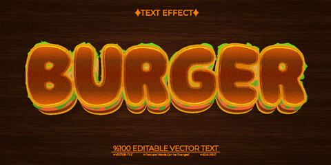 Burger Editable Vector 3D Text Effect