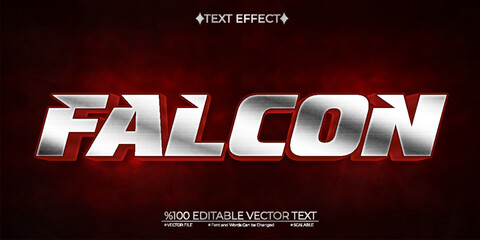 Silver and Red Falcon Editable Vector 3D Text Effect