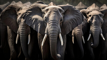 A herd of african elephants walking in the savanna, national wildlife day