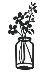Silhouette art,vase with flowers.