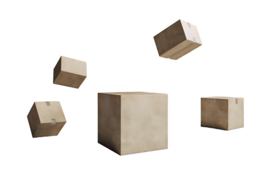 collection of  various cardboard boxes on white background. each one is shot separately