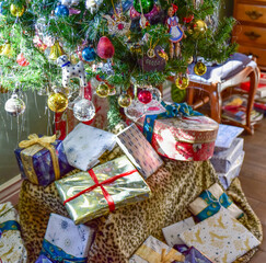 gift wrapped presents under the Christmas tree
