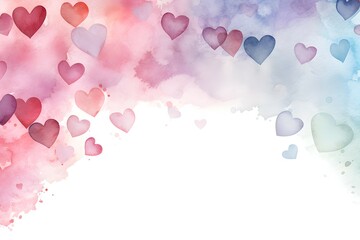 Love in the Air Watercolor Hearts Border