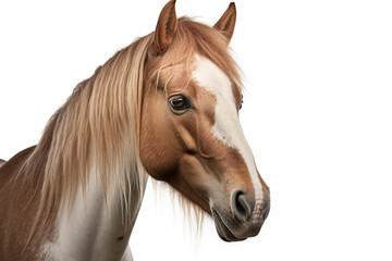 Obraz premium Chestnut Horse close-up portrait on a white background.