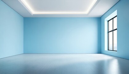 Blue empty white room for space design.