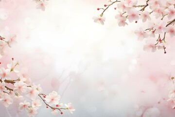 Fototapeta na wymiar Cherry Blossom Edges on Soft Textured Background