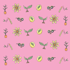 seamless pattern with pink flowers