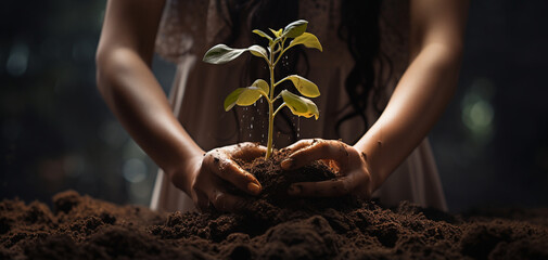 Image of person holding plant seedling that will be planted
