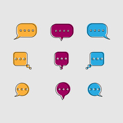 Set of chat bubble icons in flat style. Vector Illustration.