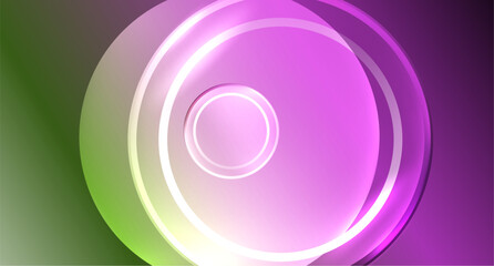 Neon glass circle copyspace for your text or product presentation geometric background. Vector illustration For Wallpaper, Banner, Background, Card, Book Illustration, landing page