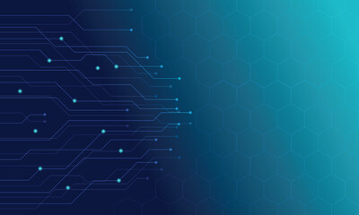 Obraz premium Abstract lines, hexagon and dots connecting background with tech theme. EPS. Vector Design.