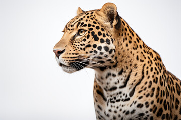 Fototapeta premium Jaguar close-up portrait on a white background. 