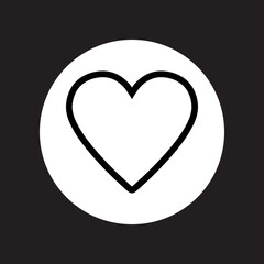 Heart icon vector. Love logo design. Heart vector icon illustration in circle isolated on black background